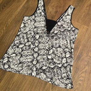 Express black trim snake print sleeveless blouse